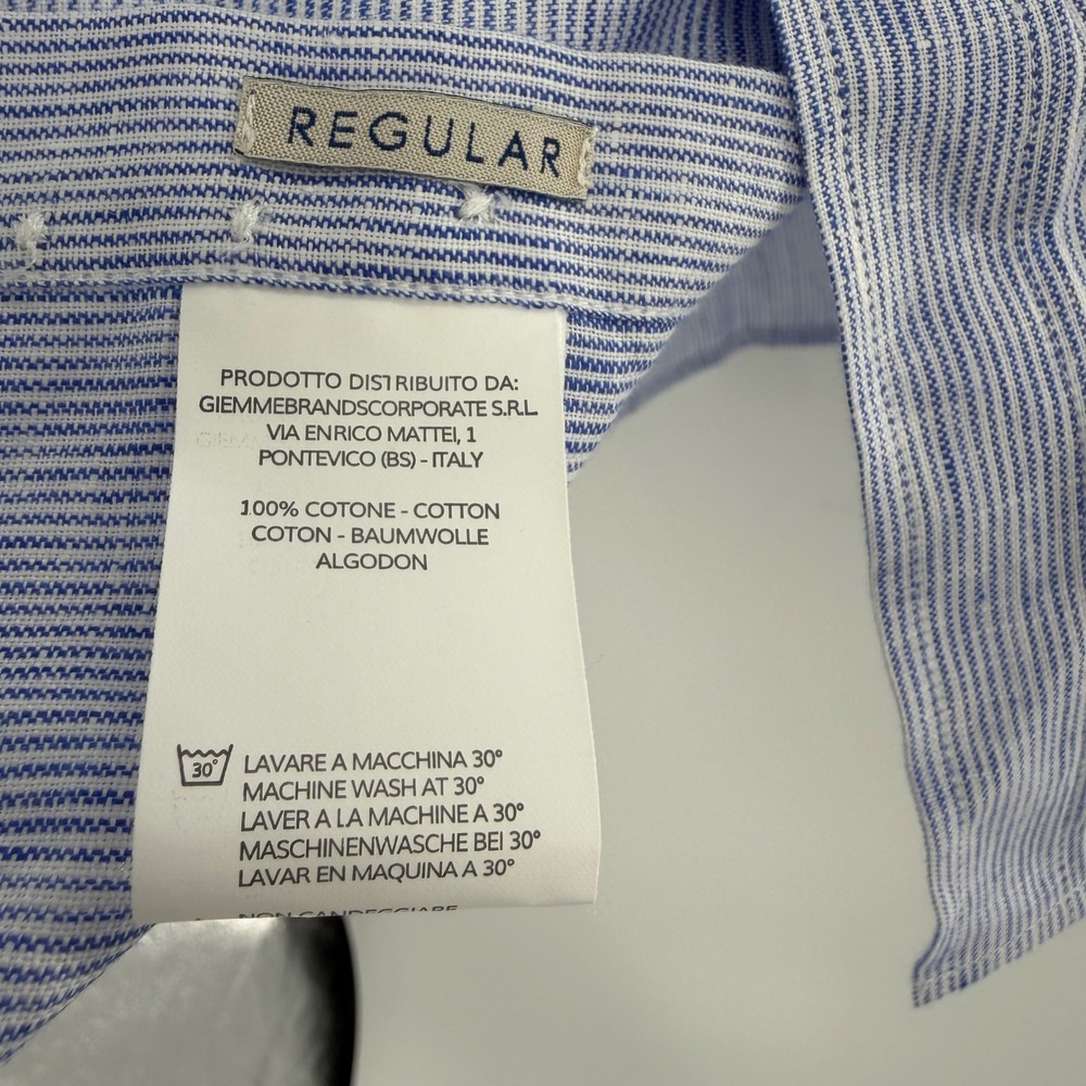 Tintoria Mattei 954 Blue Striped Linen Button Down Shirt Mens 39 15.5 Regular - Picture 6 of 9